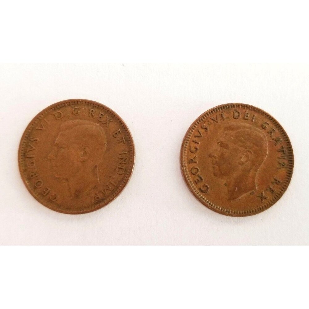 1943 & 1949 George VI One Penny Coins Canadian Collectibles CA201A